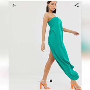 Asos Design Bandeau Drape Midi Dress